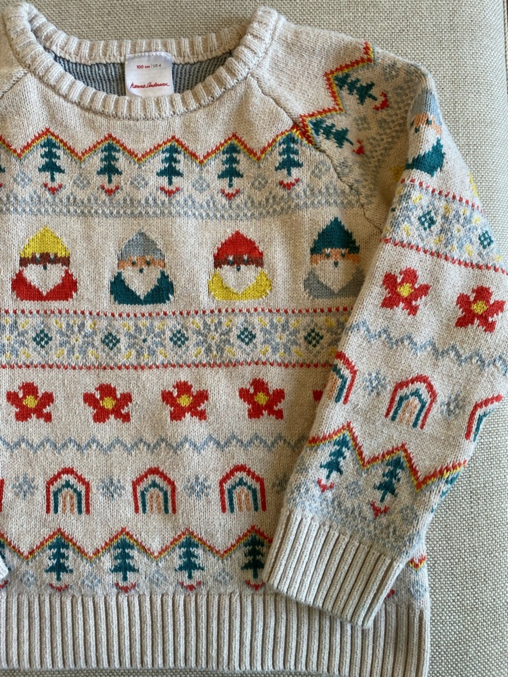 Hanna Andersson Gnome Patterned Sweater - Cream, Red, Blue, Yellow - Picture 11 of 13